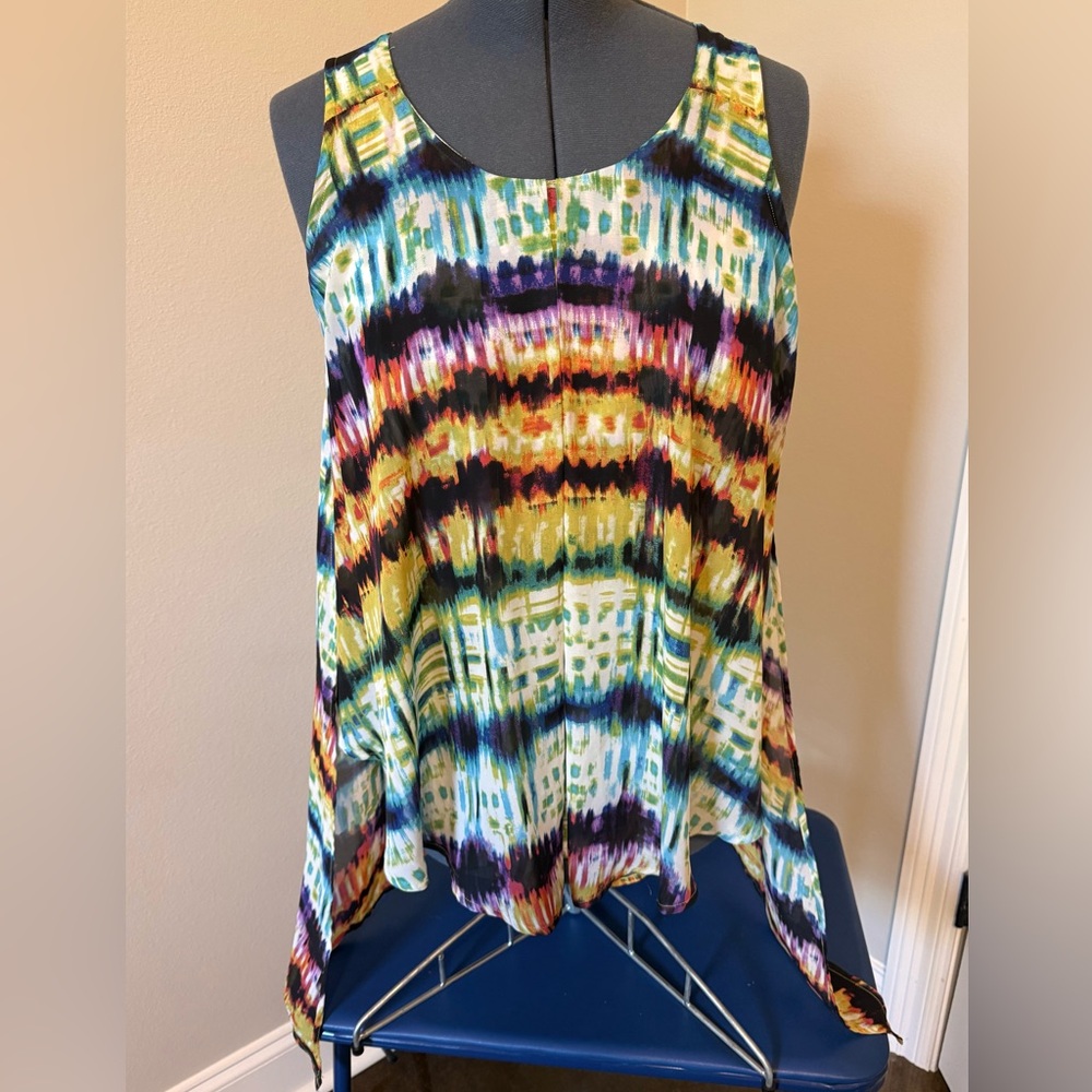 New Directions Multicolor Tie-Dye Sleeveless Ladies Swing Top